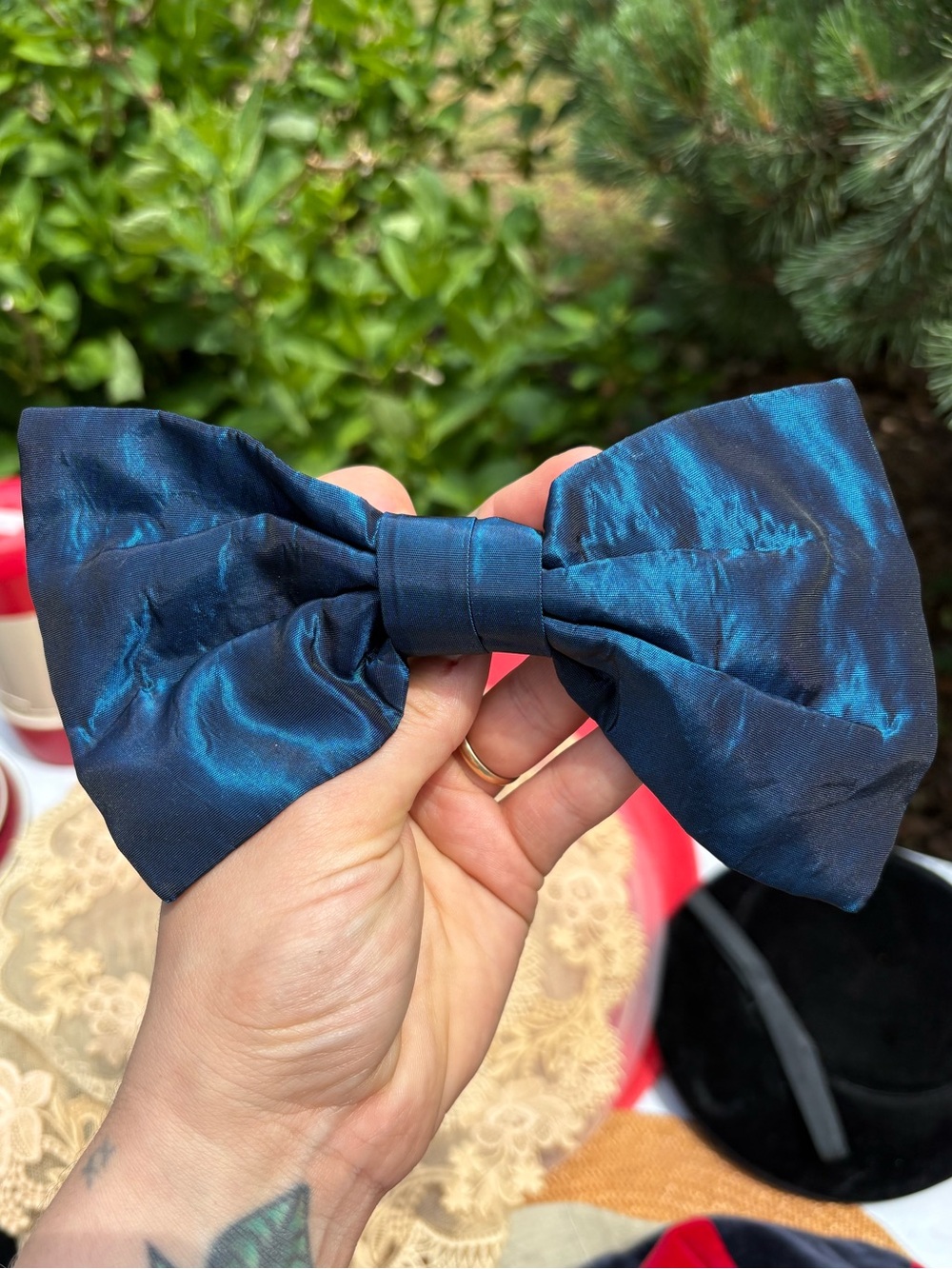 true vintage LAURA ASHLEY blue taffeta bow clip
